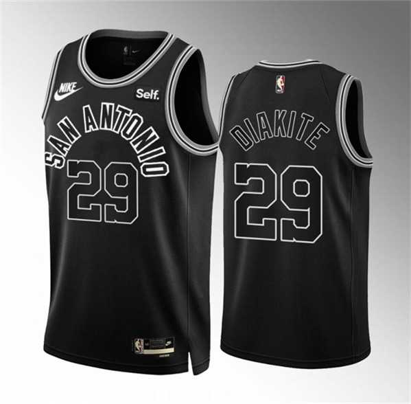 Men's San Antonio Spurs #29 Mamadi Diakite Black Icon Edition Stitched Basketball Jersey Dzhi